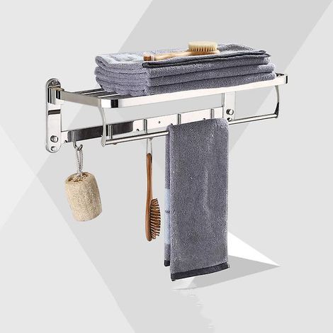 Porte-serviettes de bain pliable non perforé en acier inoxydable 304 pour la maison (50 cm) (1/4)
