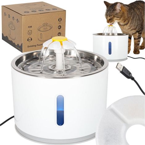 Automatischer Trinkbrunnen für Haustiere, 2,4 l, USB, LED-Filter (1/5)