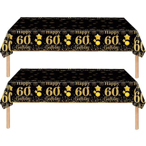 Tischdecke 60. Geburtstag Schwarz Gold 2 Stück Einweg-Tischdecke 137x274cm