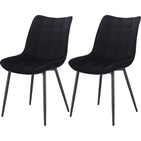 Woltu – Lot de 2 chaises de salle à manger – Chaise de cuisine en velours – Pieds en métal – Hauteur 85.5 cm – Couleur noir – Ergonomiques et design (1/5)