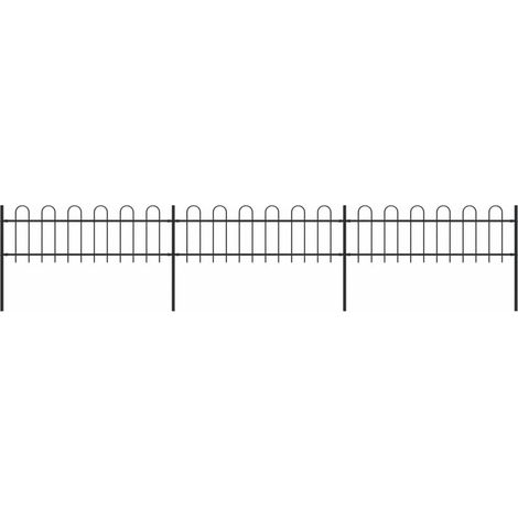 vidaXL Recinzione da Giardino con Parte Superiore ad Anello in Acciaio 537x60 cm Nero