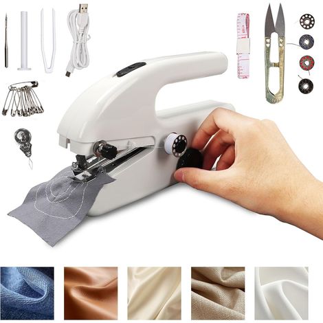 Handheld Sewing Machine, Mini Portable Electric Sewing Machine Hand Held Stitching Machine, Fast Stitch Suitable for Fabrics, Clothes, DIY Home Travel (1/5)