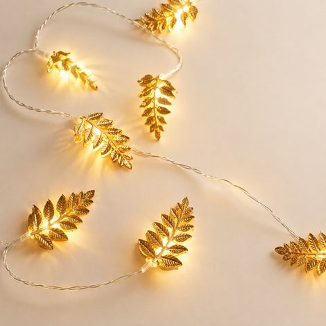 Guirlande LED Feuilles Métal Doré - Éclairage Décoratif Intérieur avec Fils Fin et Design Élégant (1/5)