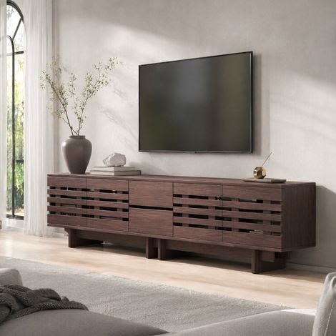 Mobile TV 200 x 39,5 x 55 cm con 2 cassetti, 4 ante e 6 vani, noce HAVRYA (1/5)