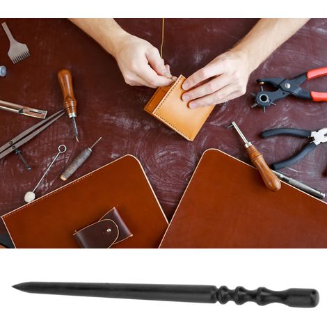 Kit de brunissage pour cuir avec outils en bois noir et tête ronde - Matériel de ponçage pour maroquinerie et travail du cuir (1/3)
