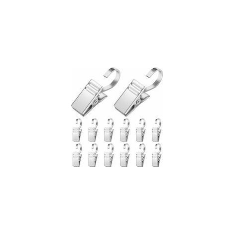 Set of 25 Metal Curtain Clips for Drapery with Shower Curtain Hooks, Silver (1/5)