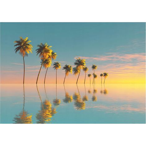 Papier peint mural palmiers plage paysage nature intissé grand format design intérieur salon chambre pas cher 150x105 cm (1/5)