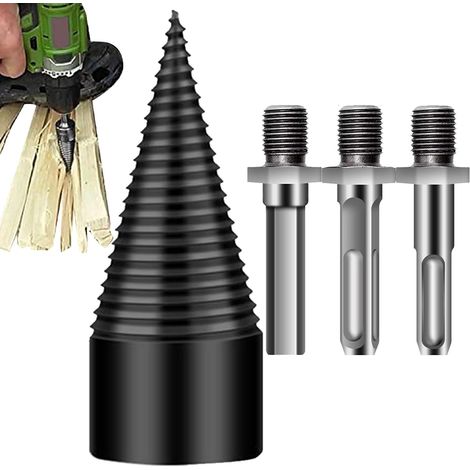 Foret à fendre les bûches, robuste et détachable, avec accessoires portables Foret en acier pour fendre le petit bois (chêne, noyer) à la maison, en camping ou à la ferme