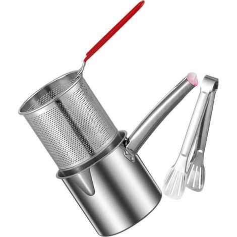 Freidora pequeña, Freidora, 1,2 l, Ahorro de aceite, Freidora de patatas fritas, Freidora pequeña, Acero inoxidable, Sostenible (sin tapa) (1/5)