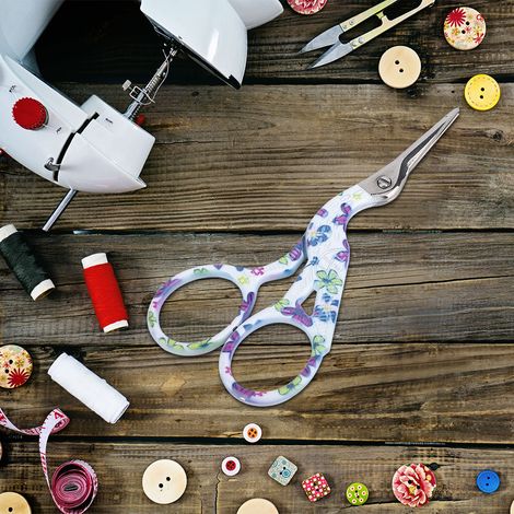 Ciseaux de beauté vintage en acier inoxydable pour guitare, couture et artisanat (Bleu) (1/5)