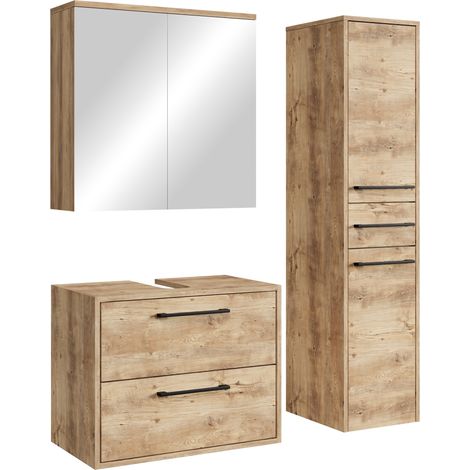 Waschbeckenunterschrank Set Florence 60 x 35 cm – Kastanie Eiche