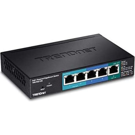 TRENDnet TPE-P521ES Commutateur EdgeSmart Gigabit PoE+ à 5 Ports avec Passage PoE, Bud... (1/5)
