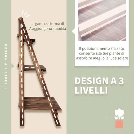 Zusammenklappbarer Blumenständer aus Holz, 3-stöckiges Gartenregal, Aufbewahrungsregal für Gärtner, Kräuterregal (100L x 37B x 93H cm)