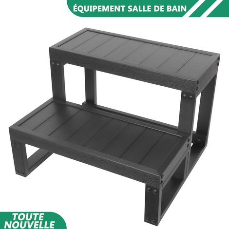 2 étapes modernes WPC Hot Tub Steps Spa Steps Black Rectangular Hot Tub Stairstand (1/5)