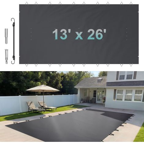 Couverture de sécurité pour piscine 4x8 m, PVC, anthracite, protection hivernale. (1/5)