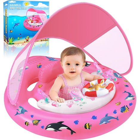 Bouee Bebe, Bouée Bébé, Bouee Bebe Piscine avec Pare Soleil UPF 50+, Piscine Empêcher Le Retournement Flotteur de Piscine pour Tout-Petits pour 6 à 36 Mois (1/5)