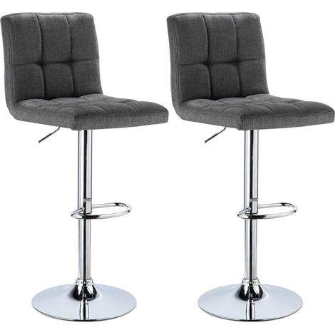 WOLTU Stilvoller Barhocker 2er-Set Designer Barstuhl Hocker Tresenhocker aus Leinen & Metallbeinen dunkelgrau