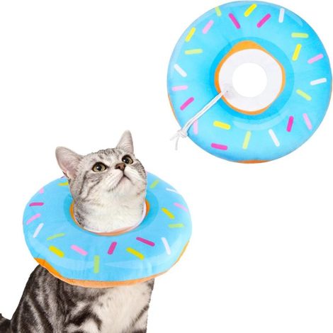 Collier donut pour chat, cône de convalescence ajustable, léger et facile à nettoyer (taille M) (1/5)
