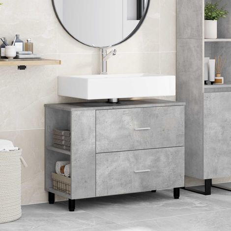 vidaXL Mobiletto da bagno Grigio Cemento 80 x 35 x 60 cm