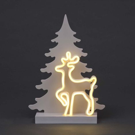Wooden B/O Neon Reindeer Silhouette 40cm (1/2)