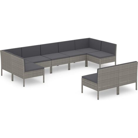 Maison Exclusive - 9-tlg. Garten-Lounge-Set mit Auflagen Poly Rat
