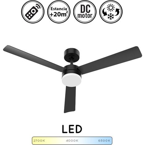 Ventilador de techo con luz silencioso DC con mando negro 132 cm invierno-verano color luz regulable (1/3)