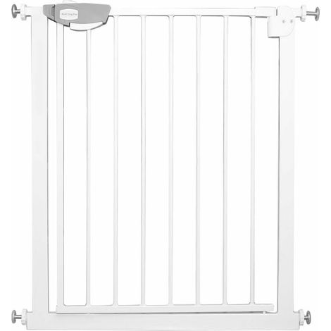 Freosen – Ausziehbares Sicherheitsgitter 75–84 cm – Automatischer und magnetischer Verschluss – Bohrfreie Montage – Höhe 76 cm – Weißmetall (1/4)