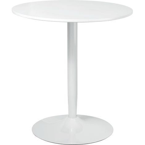 Mesa de comedor redonda blanca Ø70 x 75 cm en MDF con base de acero (1/5)