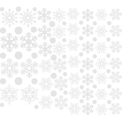 48 autocollants de fenêtre en PVC sans colle, motif flocons de neige, pour décoration de Noël.-White (1/2)