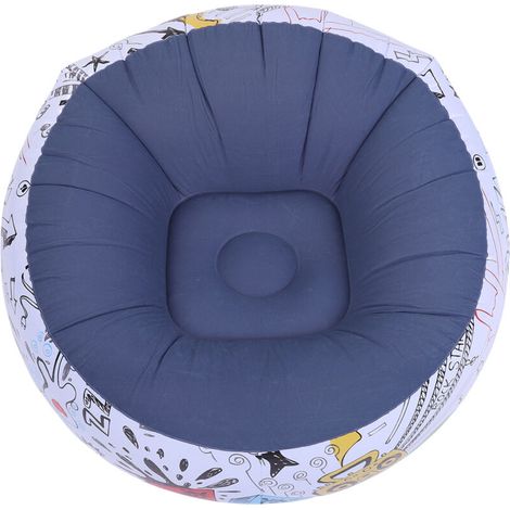 Chaise Lounge Gonflable PVC Flocking Graffiti pour Chambre Camping Maison Bleu Profond avec Support Ergonomique et Stockage Léger (1/5)