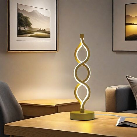 Lampe de bureau LED or avec un design , veilleuse en métal à intensité variable, adaptée aux chambres, 3 températures de couleur. (1/5)