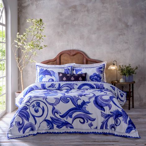 Ensemble de Couette en Coton Imprimé - Bleu - Double (1/3)
