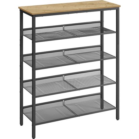 Scarpiera moderna Oskar in rovere e metallo nero (1/5)