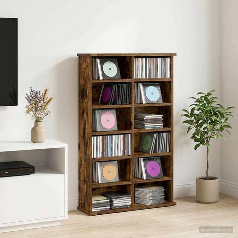 vidaXL Cabinet para CDs Roble Ahumado 60 x 17 x 92 cm (1/5)