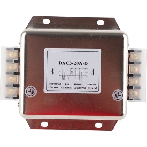 Filtre terminal triphasé 3 fils 20A 250/440V AC 50/60Hz pour composants électroniques de ligne d'alimentation (1/5)