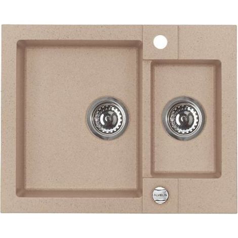 Alveus Rock - Fregadero de granito 60x48 cm, con control de desagüe, beige 1090959 (1/2)