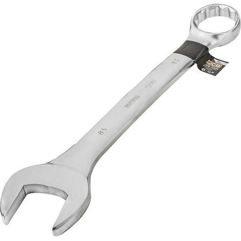 Llave combinada JCB 50 mm, acero Cr-V, acabado satinado, alta calidad, resistente a la corrosión y deslizamiento, ideal para trabajos de apriete y aflojado en talleres y garajes.