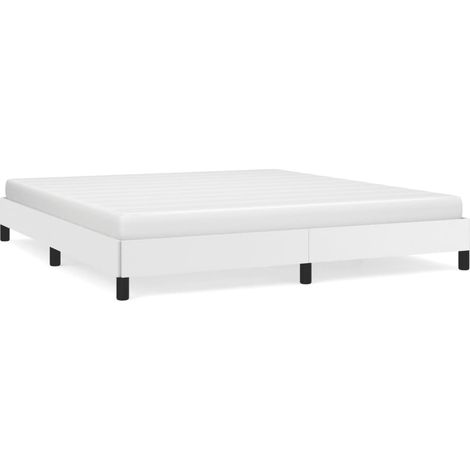 Lit double  Lit adulte  Cadre de lit sans matelas blanc 180x200 cm similicuir