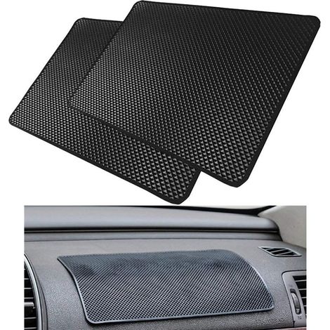 Ensemble de 2 tapis de tableau de bord de voiture antidérapants, tampon adhésif, tapis adhésif pour téléphone portable, lunettes de soleil, clés, etc.