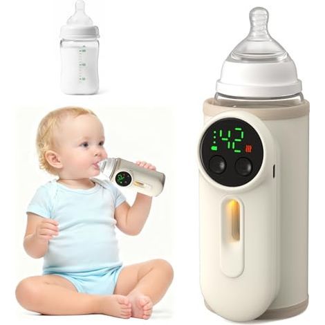 Chauffe-biberon portable : contrôle précis de la température via l'écran, chauffage précis, longue autonomie (maintien au chaud pendant 5 à 8 heures), recharge pendant la tétée, idéal pour les voyages (1/5)