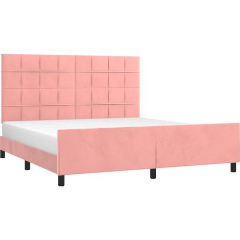 vidaXL Cadre de lit avec tête de lit Rose 180x200 cm Velours (1/5)