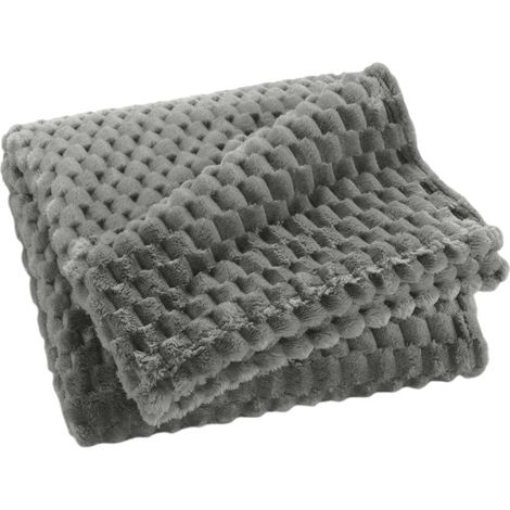 Plaid Flanelle en Relief "Mini Frosty" 125x150cm Gris