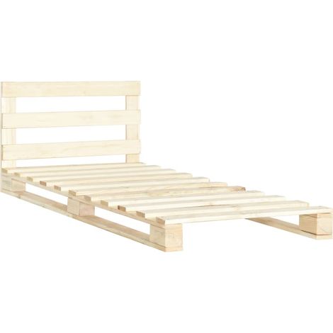 Lit simple  Lit adulte  Cadre de lit de palette sans matelas bois massif pin 100x200 cm