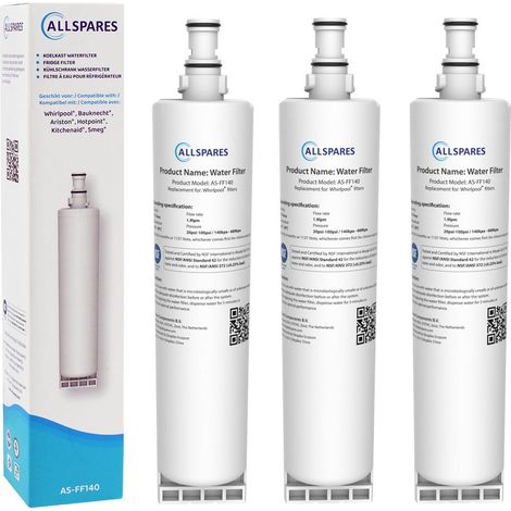 Filtro de agua AllSpares (3x) para frigorífico compatible con Whirlpool SBS002 / SBS200 (1/5)