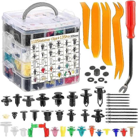 Ensemble de 1240 clips de fixation pour pare-chocs de voiture, rivets, attaches, clips pour poignée de hayon, clips pour garniture de porte, clips pour ailes, clips à pression pour voiture (1/4)