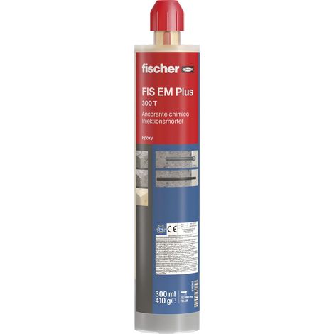Fischer FIS EM PLUS 300 T Injektionssystem - Epoxidharzmörtel für Bewehrungsanschlüsse, Beton und Holz + 2 Statikmischer, 300ml