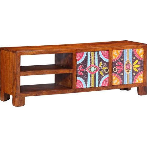 Mueble de TV de diseño moderno 110 x 30 x 40 cm gran espacio de almacenamiento salón/dormitorio madera de acacia multicolor 020057670