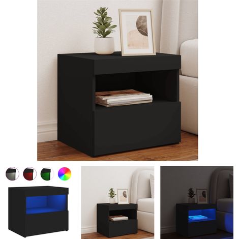 The Living Store Nachttisch mit LED-Leuchten Schwarz 50x40x45 cm - Nachttische (1/5)