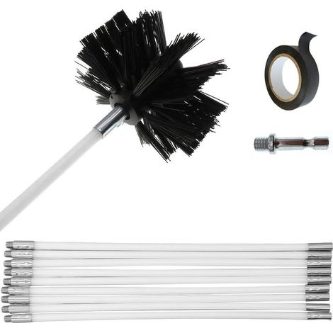 Brosse de ramonage,12 brosses de nettoyage pour paroi interne de conduits de cheminée,pour conduits de sécheuse,tige de 16 pouces (1/5)