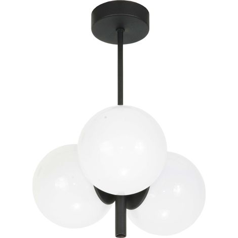 Lampada da soffitto nera con paralume bianco, piccola, modello 13-819